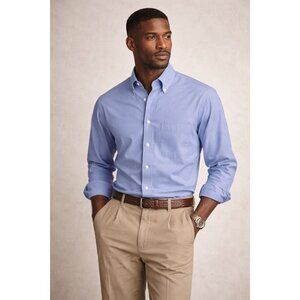 Brooks Brothers Original Polo Shirt 15-34 Blue Button Down Non Iron Cotton